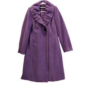 Modernist Midi Retro Coat Womens XS Coat Purple Velvety wool classy 50s style fe